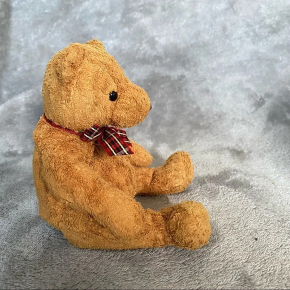 TY beanie babies 6” woody brown bear bean plush stuffed animal plaid bow - Picture 3 of 8